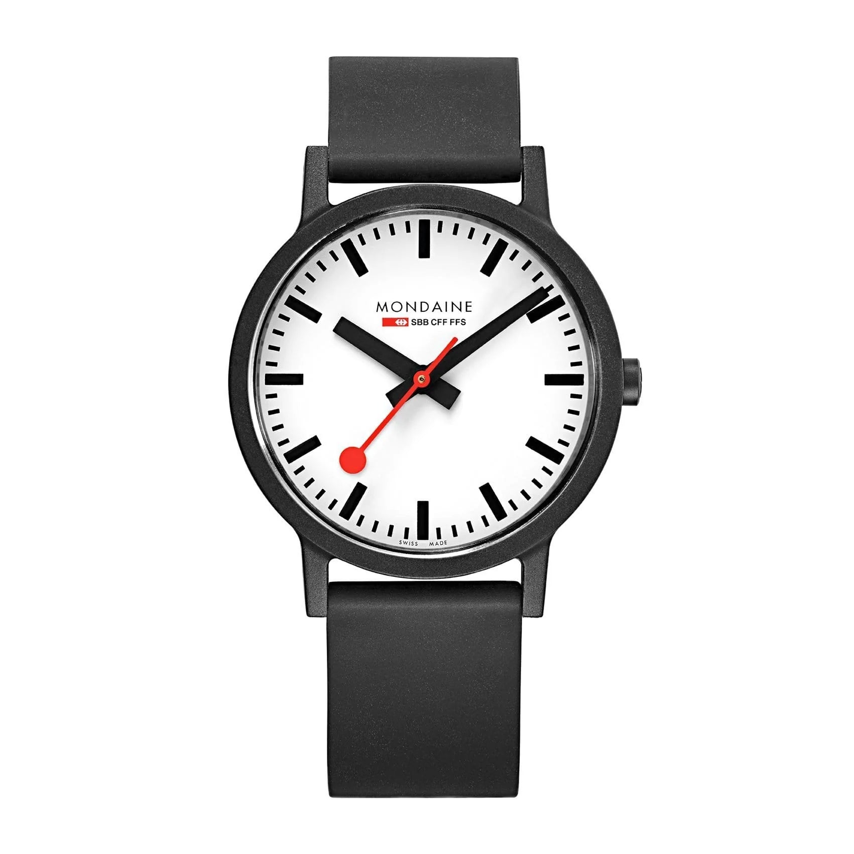 Mondaine Essence Men's Watch, 41 mm, Black Watch Strap