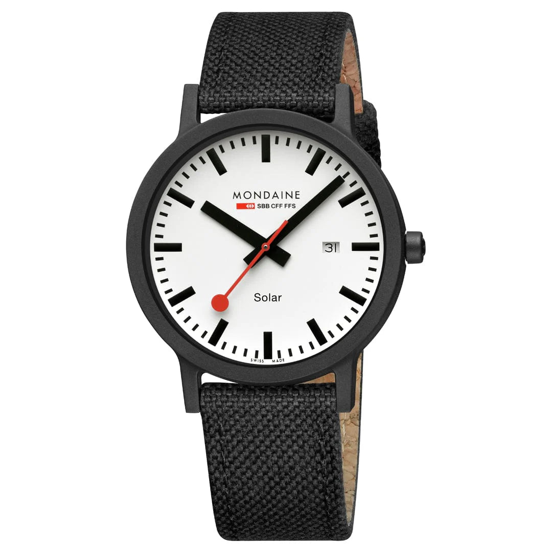 Mondaine Essence Solar Men's Watch, 41 mm, Black Watch Strap