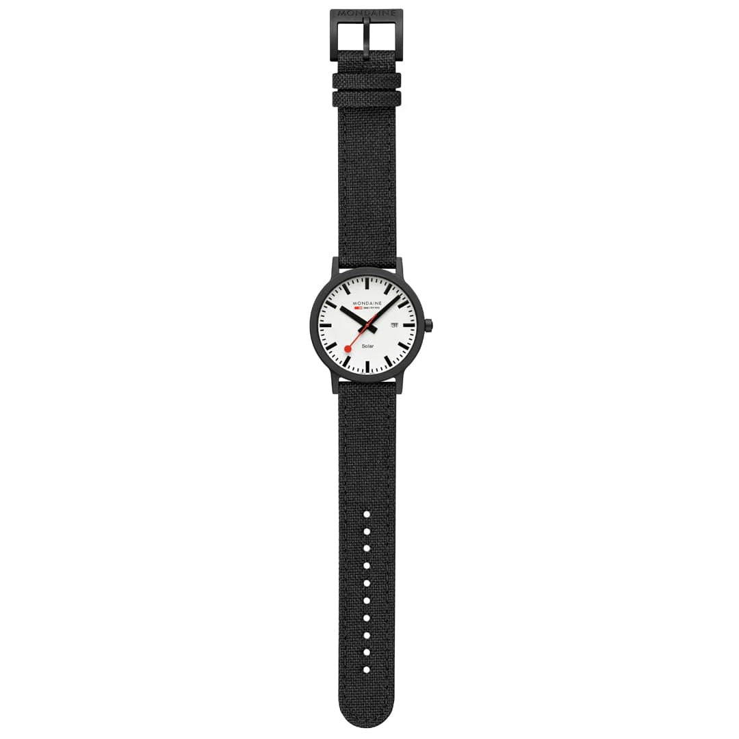 Mondaine Essence Solar Men's Watch, 41 mm, Black Watch Strap