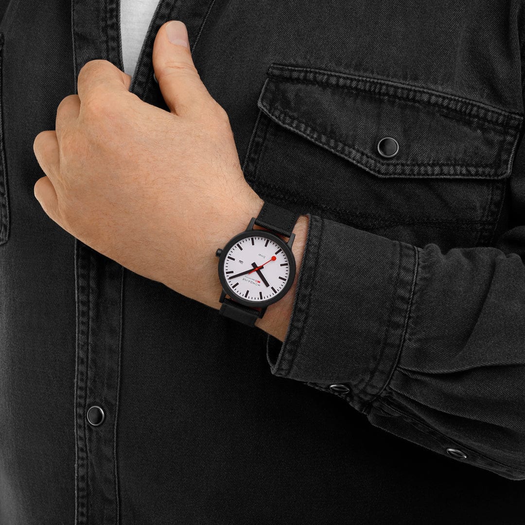 Mondaine Essence Solar Men's Watch, 41 mm, Black Watch Strap