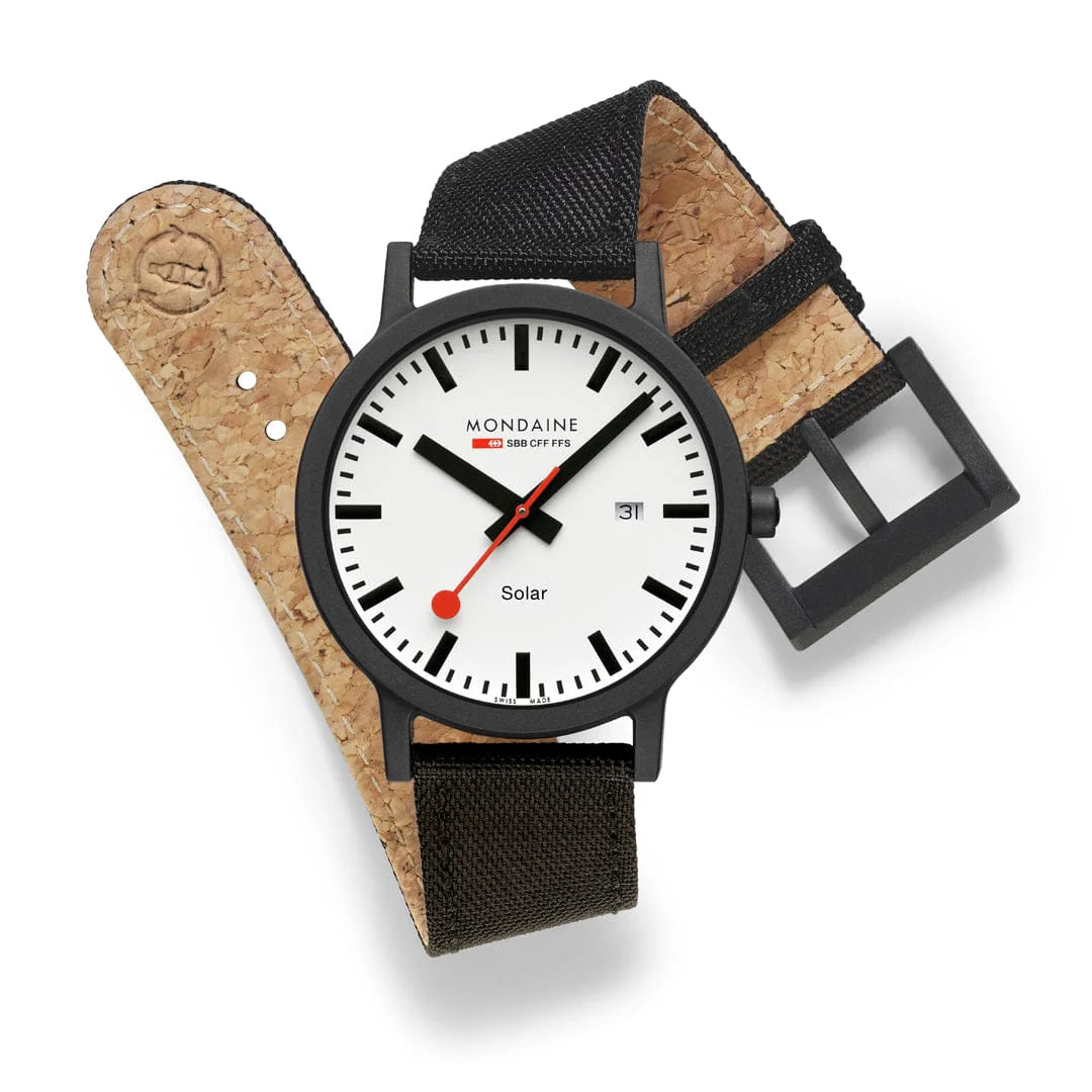 Mondaine Essence Solar Men's Watch, 41 mm, Black Watch Strap