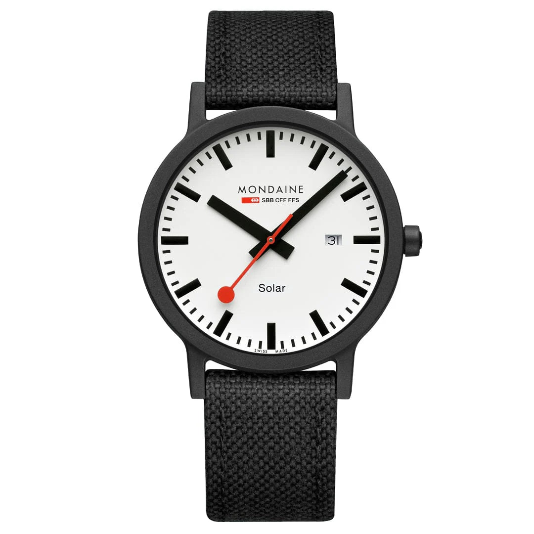Mondaine Essence Solar Men's Watch, 41 mm, Black Watch Strap