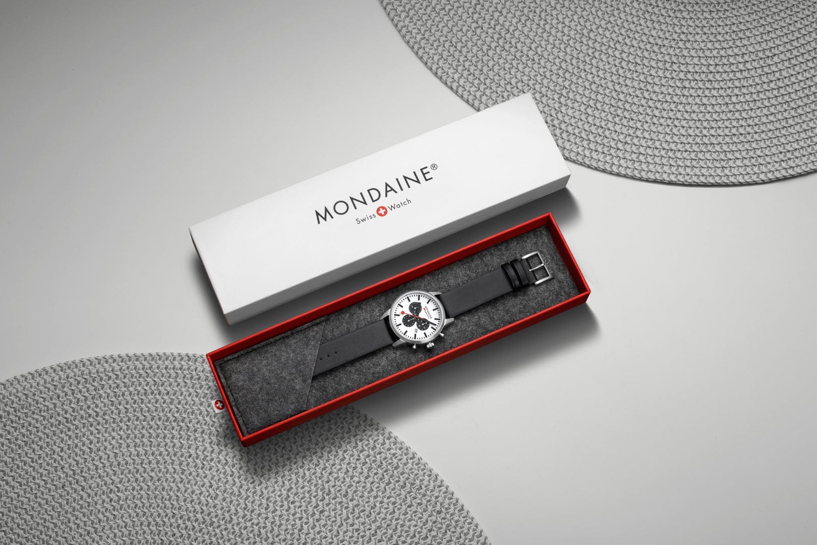 Mondaine NEO, Black Vegan Grape Leather, 41 mm Chronograph Men's Watch