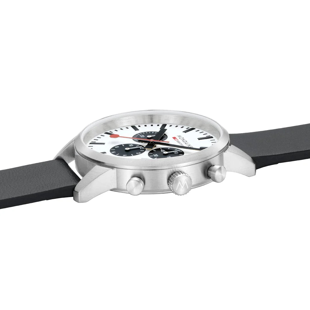 Mondaine NEO, Black Vegan Grape Leather, 41 mm Chronograph Men's Watch