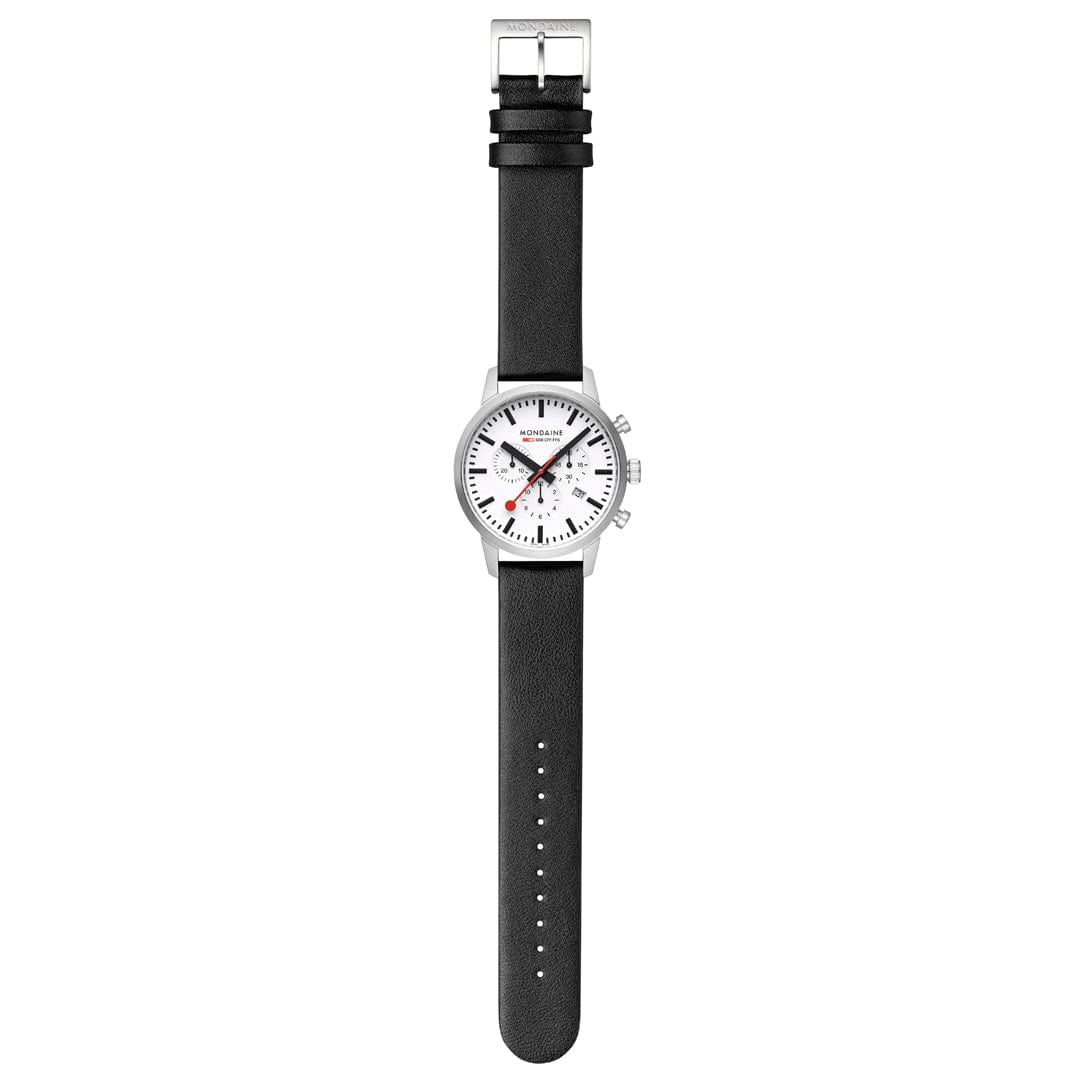 Mondaine NEO, Black Vegan Grape Leather, 41 mm Chronograph Men's Watch