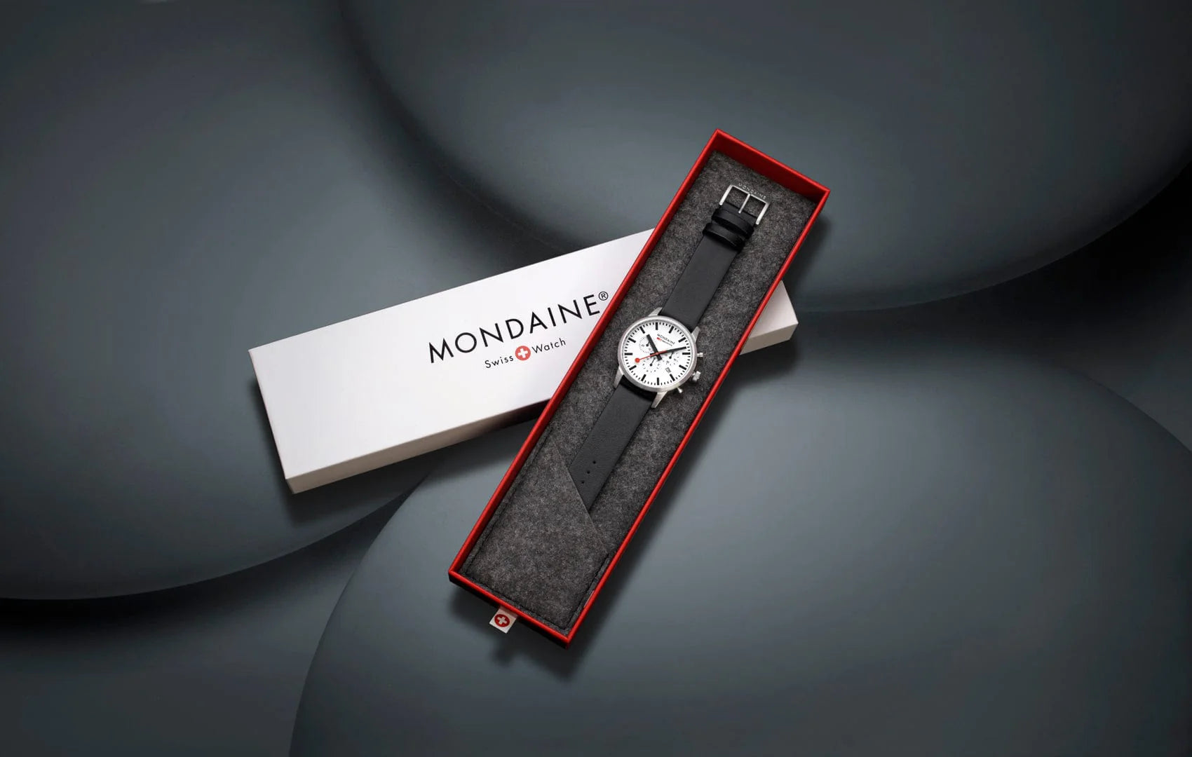 Mondaine NEO, Black Vegan Grape Leather, 41 mm Chronograph Men's Watch