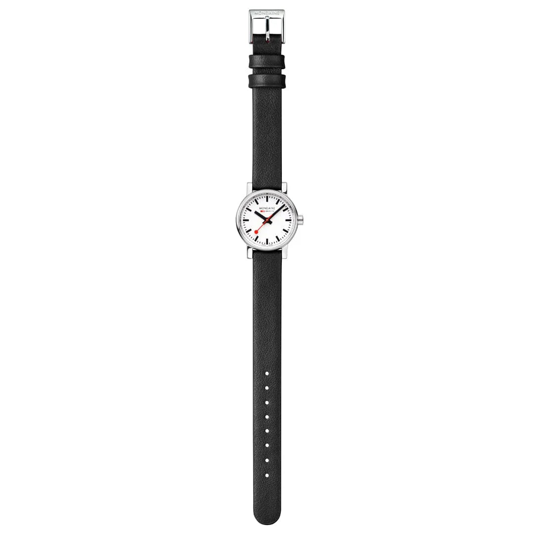Mondaine Evo2 Women's Watch Black Vegan Grape Leather Strap, 26 mm