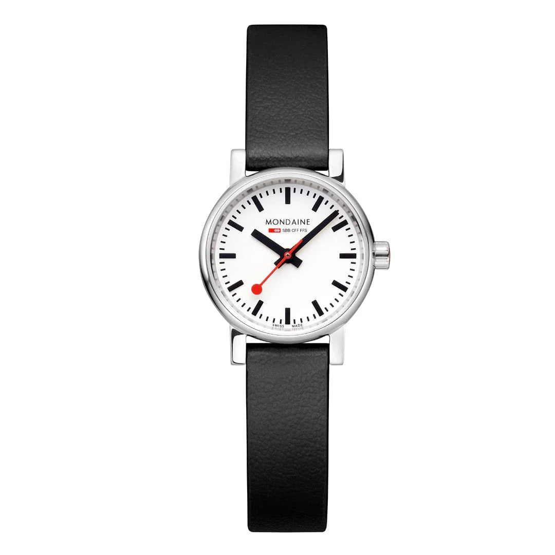 Mondaine Evo2 Women's Watch Black Vegan Grape Leather Strap, 26 mm