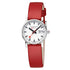Mondaine EVO2 Women's Watch, Polished Steel, 30 mm, Red Vegan Grape Leather Strap