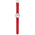 Mondaine EVO2 Women's Watch, Polished Steel, 30 mm, Red Vegan Grape Leather Strap