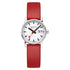 Mondaine EVO2 Women's Watch, Polished Steel, 30 mm, Red Vegan Grape Leather Strap
