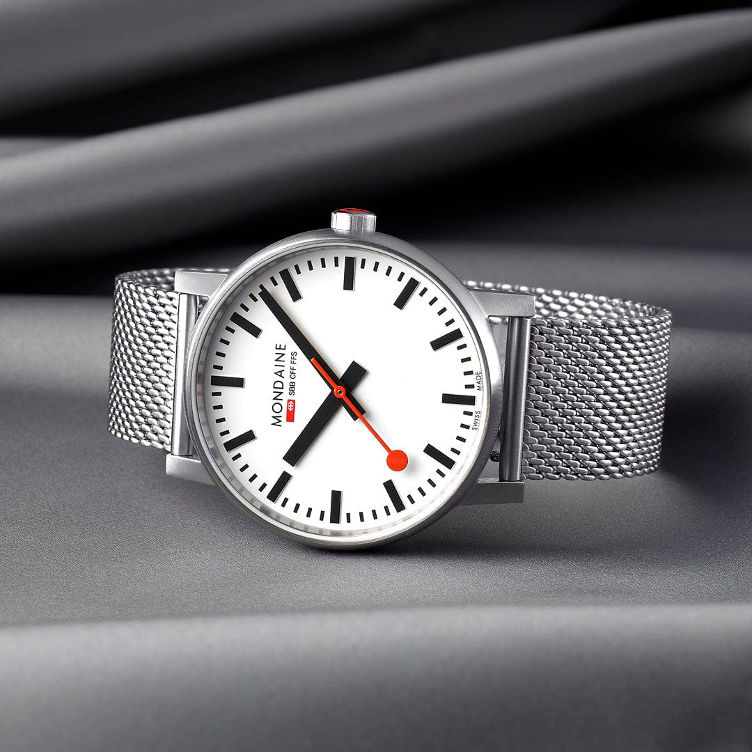 Mondaine Evo2 Men's Watch, Polished Steel, 43 mm, Stainless Steel Strap