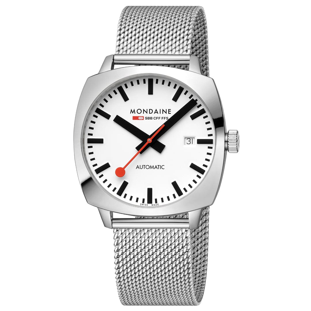 Mondaine Cushion Automatic 39 mm, Stainless Steel Mesh, MSL.3961B.SM