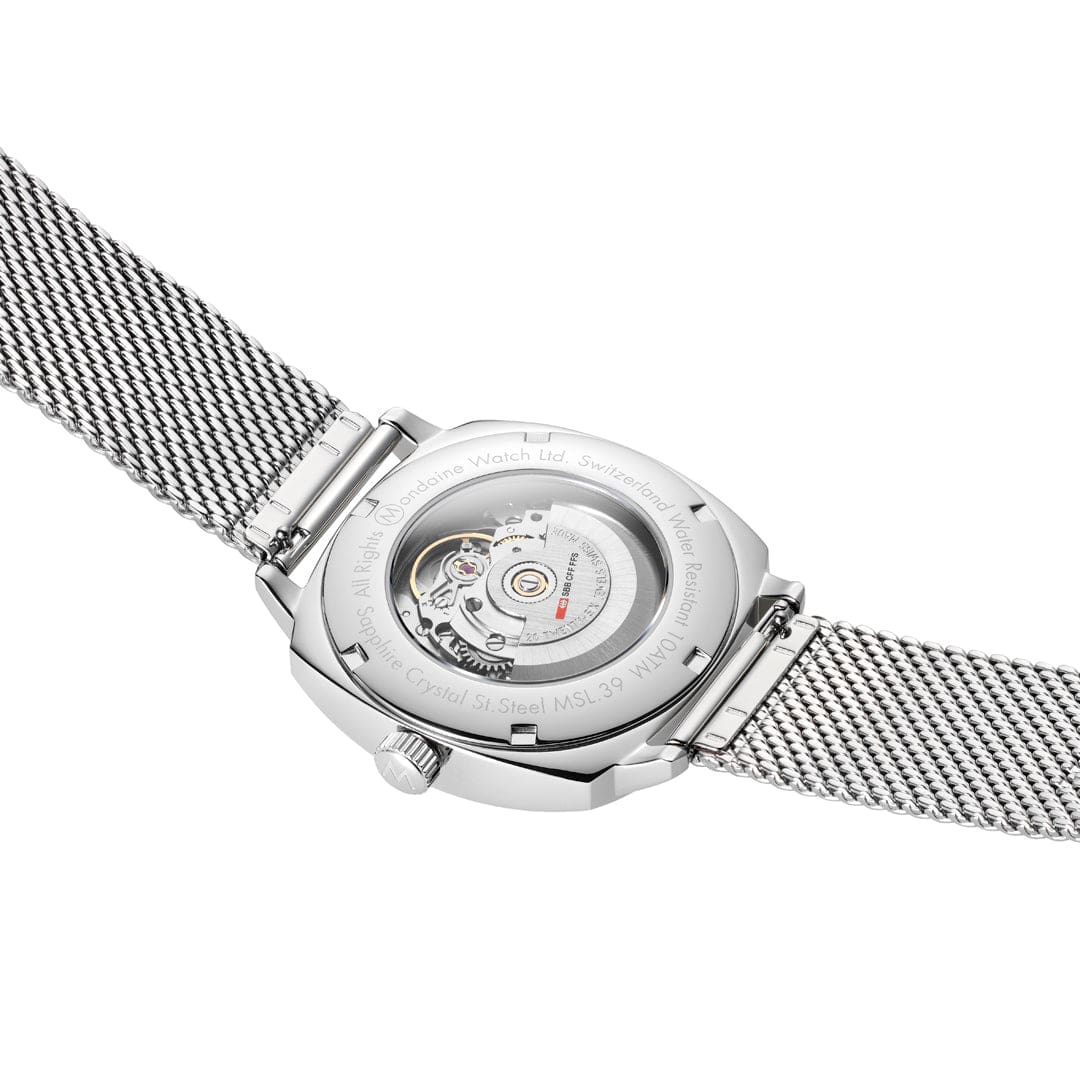 Mondaine Cushion Automatic 39 mm, Stainless Steel Mesh, MSL.3961B.SM