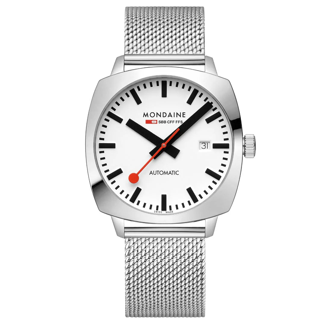 Mondaine Cushion Automatic 39 mm, Stainless Steel Mesh, MSL.3961B.SM