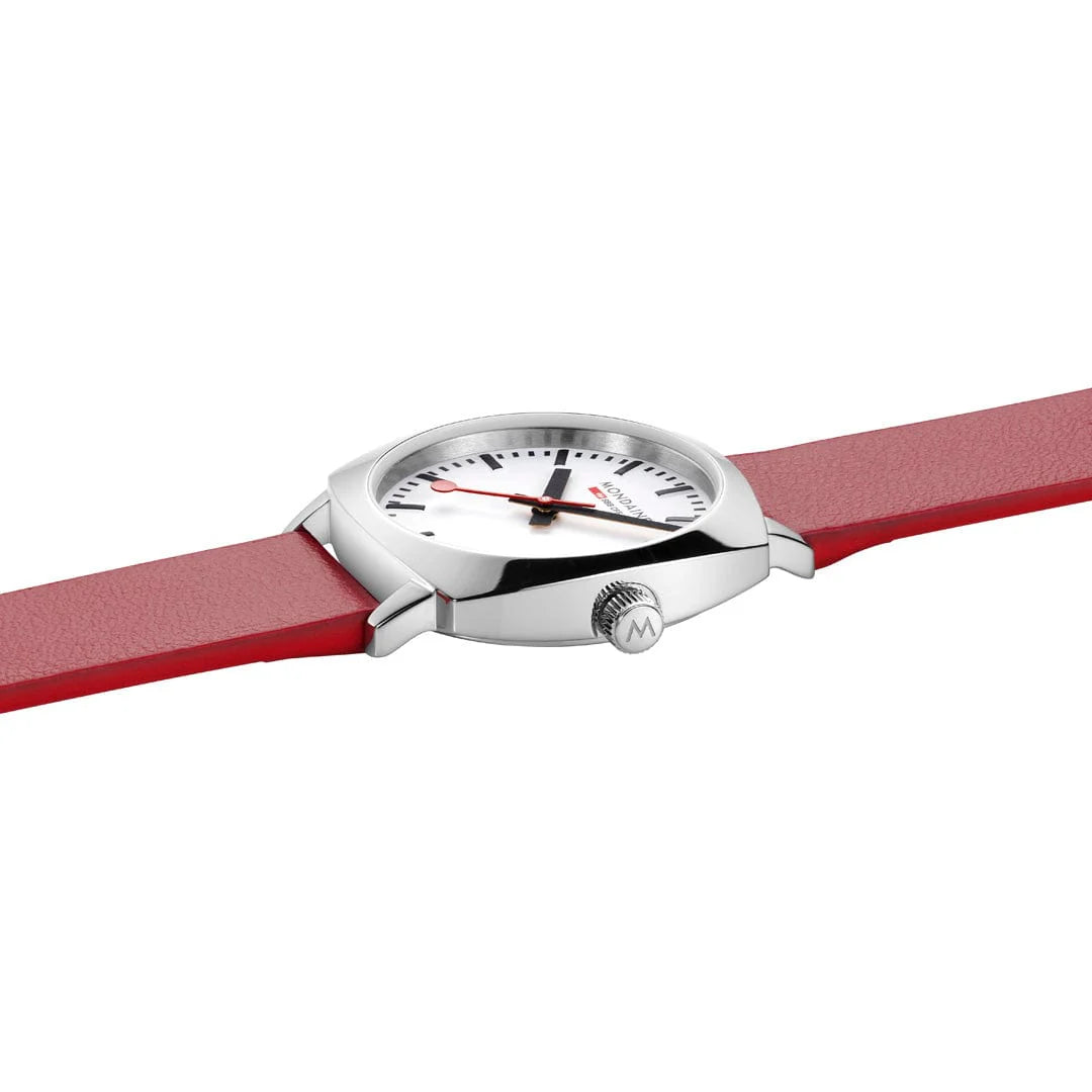 Mondaine Petite Cushion Watch Red vegan grape leather, 31 mm MSL.31110.LCV