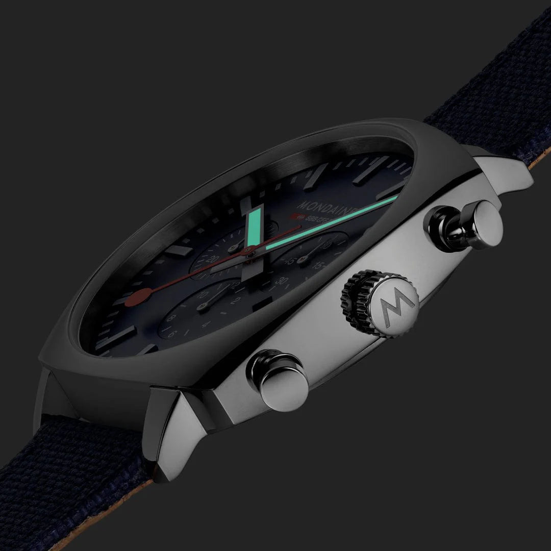 Mondaine Cushion Ocean Blue 41 mm Chronograph Watch MSL.41440.LD.SET