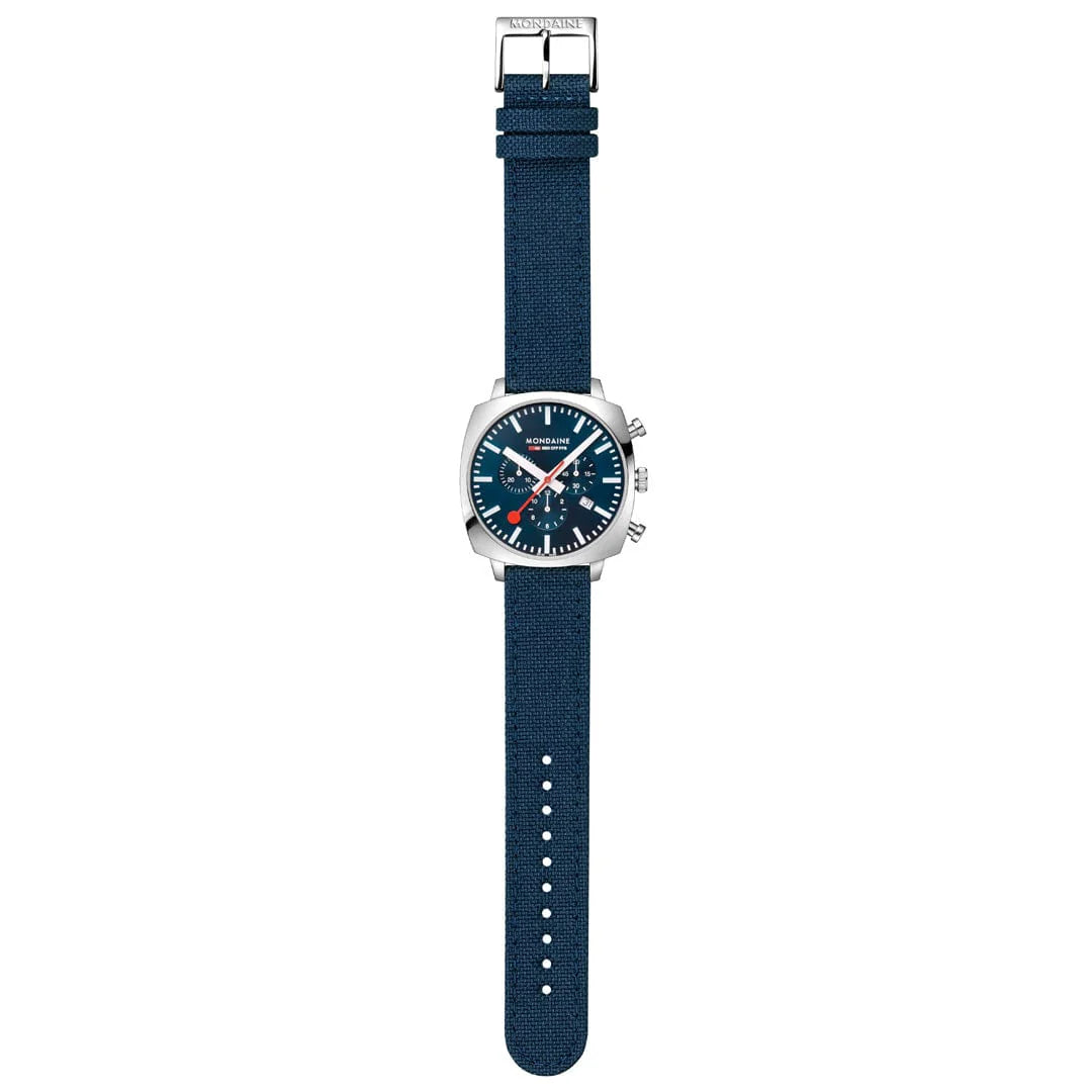 Mondaine Cushion Ocean Blue 41 mm Chronograph Watch MSL.41440.LD.SET
