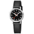 Mondaine stop2go watch Black Vegan Leather Strap, 34 mm