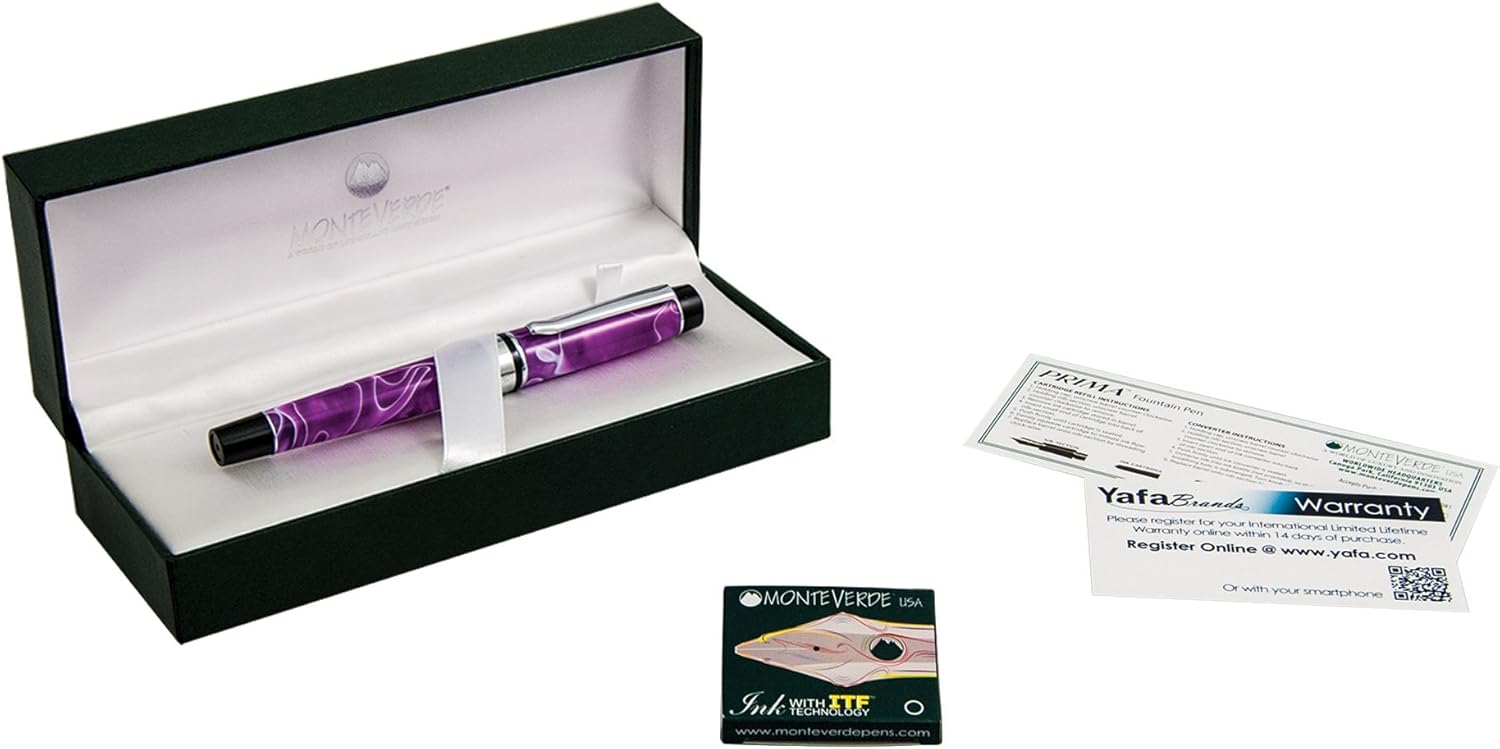 Monteverde Prima Purple/White Swirl Fountain Pen Fine