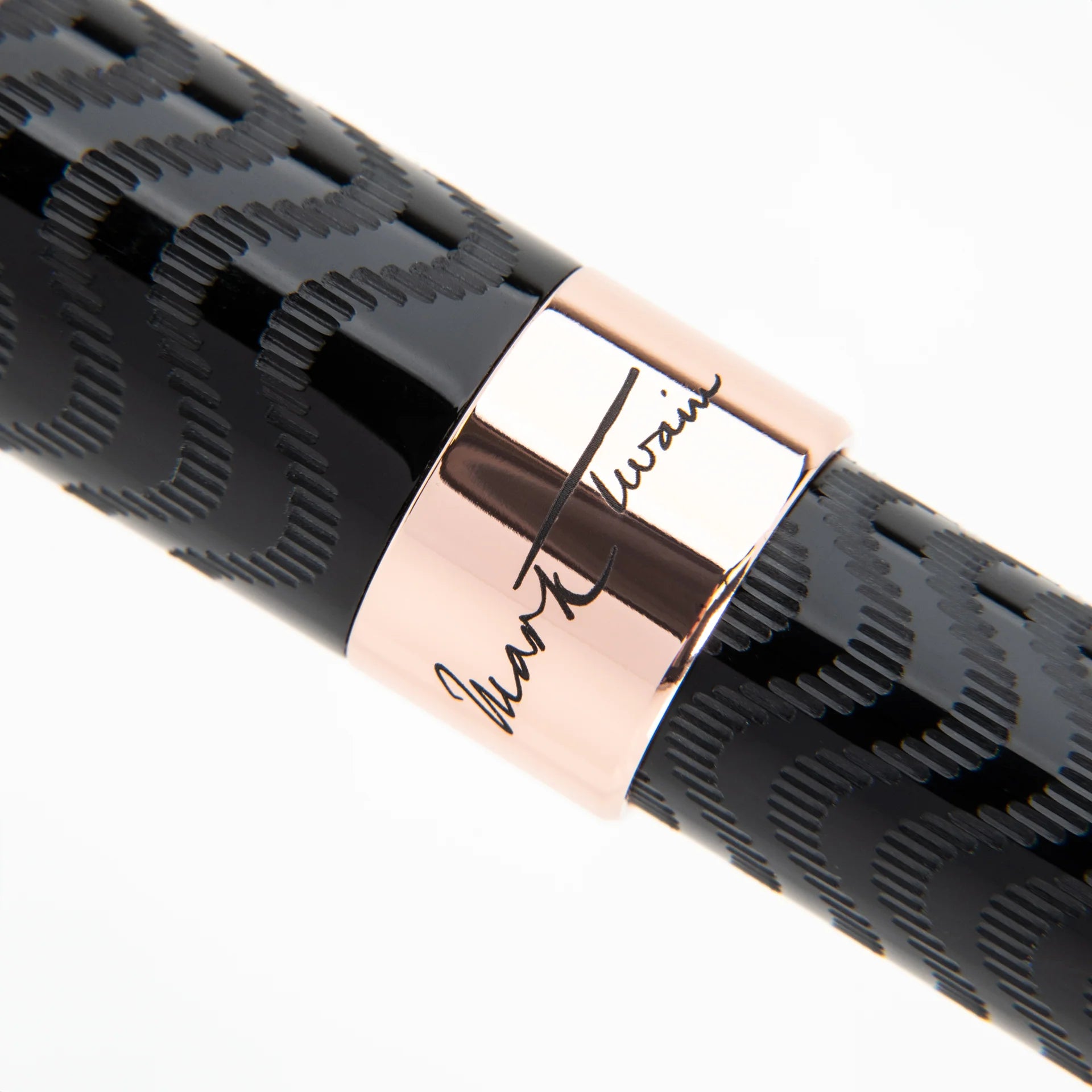 Conklin Mark Twain Crescent Filler Fountain Pen - Black w/ Rose Gold trim