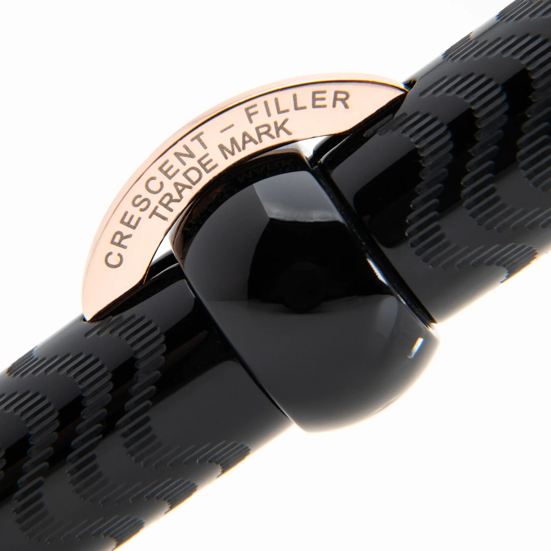 Conklin Mark Twain Crescent Filler Fountain Pen - Black w/ Rose Gold trim