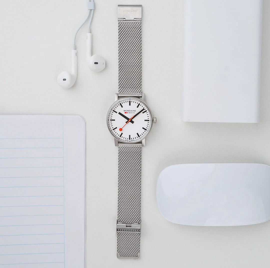 Mondaine Evo2 Men's Watch, Polished Steel, 43 mm, Stainless Steel Strap