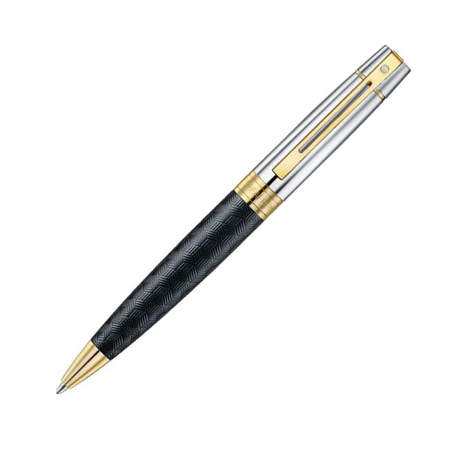 Sheaffer 300 ENGRAVED MATT BLACK BARREL AND SHINY CHROME CAP,PVD GOLD TRIMS BP