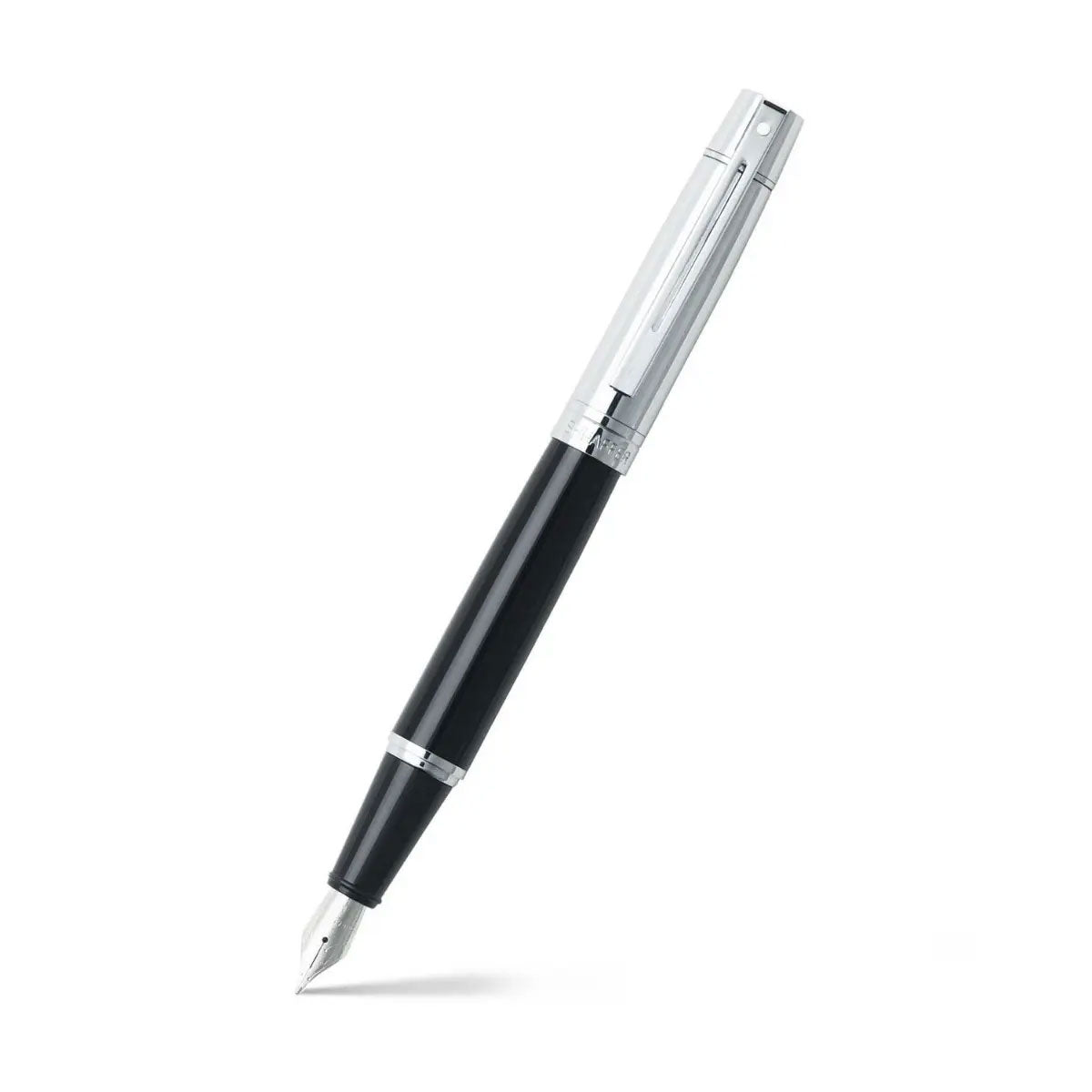 Sheaffer 300 9314 Black and Chrome Fountain Pen With Chrome Cap