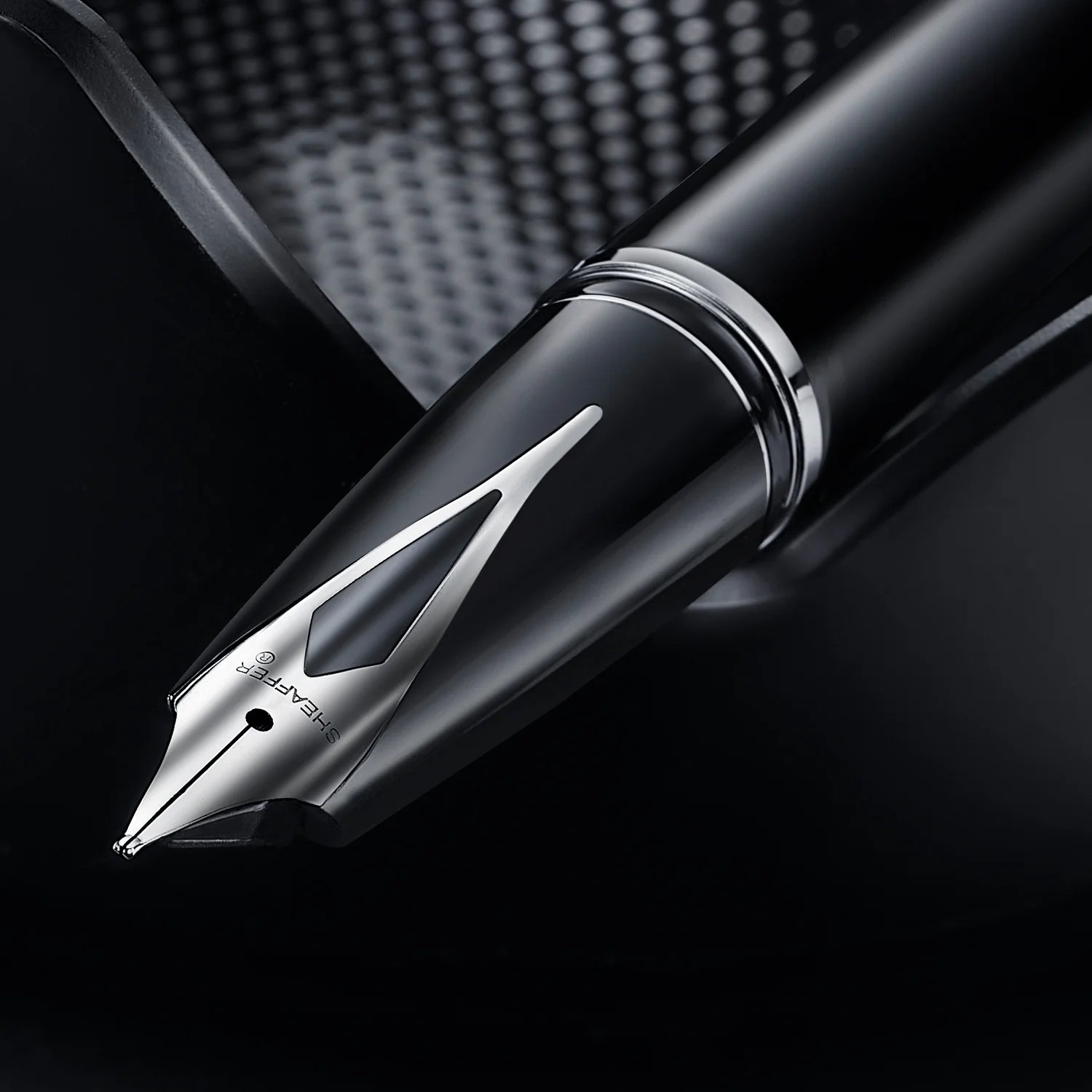 Sheaffer Legacy 9064 Glossy Black Inlaid Nib Fountain Pen with Chrome-Plated Trims