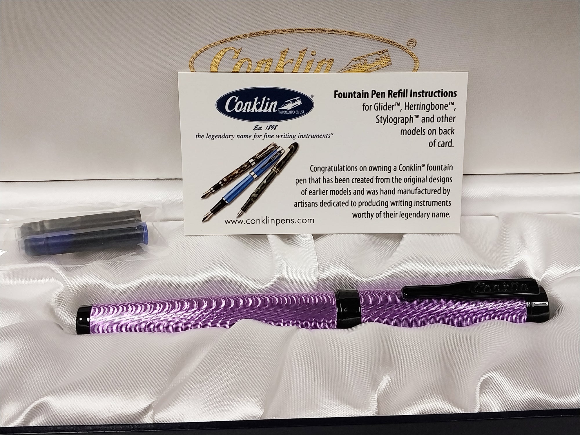 Conklin Herringbone Fountain Pen Purple/Black
