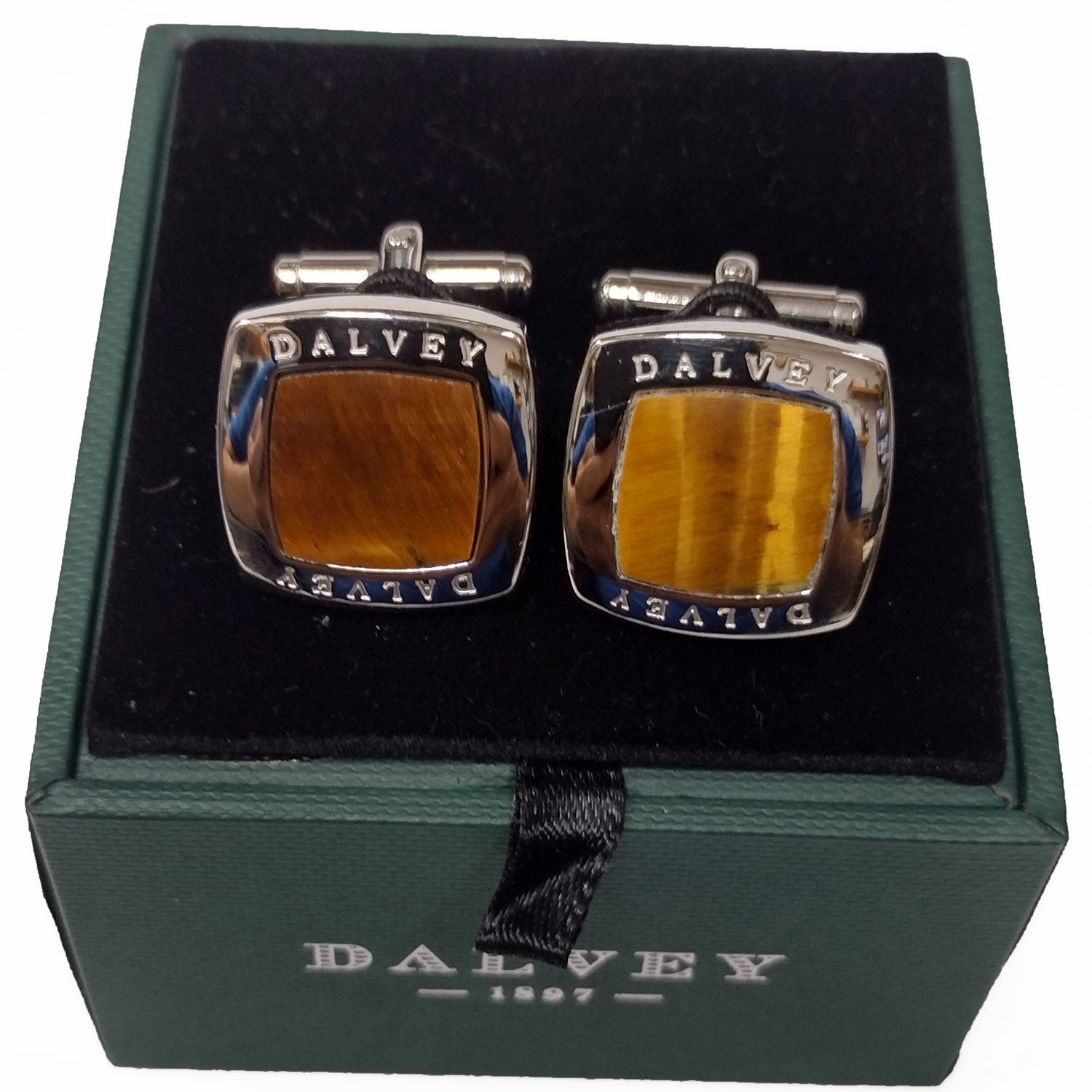 Dalvey QUADRILLE CUFFLINKS Tiger Eye