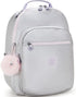 Kipling Seoul Large  Metallic 15" Laptop Backpack Silver Glow Metallic