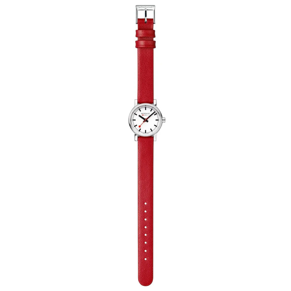 Mondaine EVO2 26 MM Watch, RED VEGAN GRAPE LEATHER