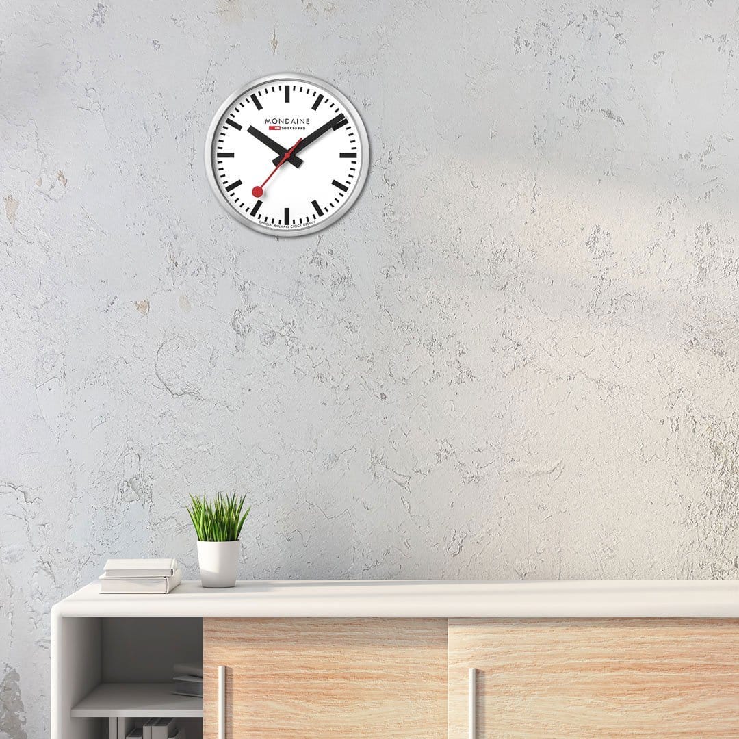 Mondaine Wall Clock Silver 25 cm - Altman Luggage 