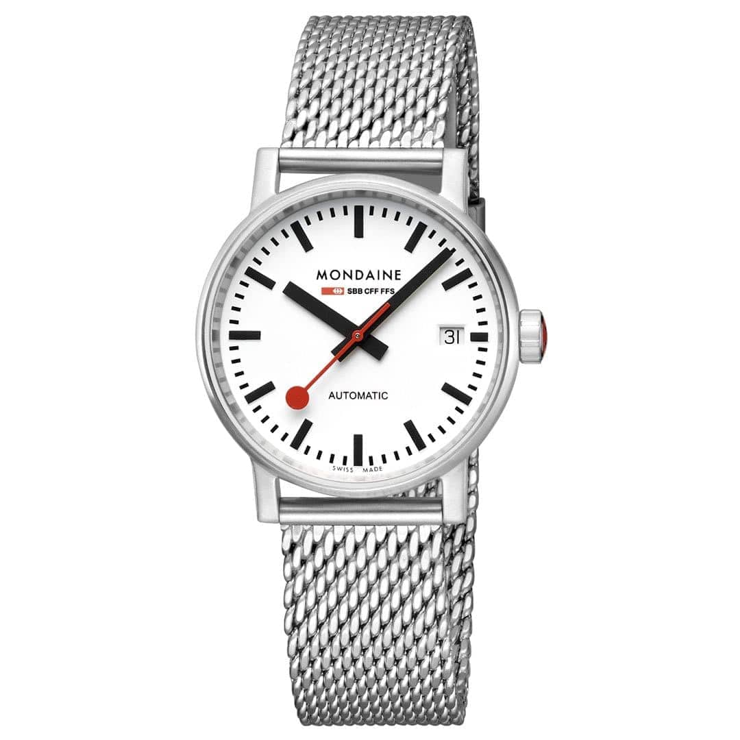 Mondaine Evo2 Automatic Men's Watch, Polished Steel, 35 mm, Stainless Steel Strap