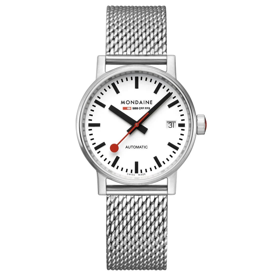 Mondaine Evo2 Automatic Men's Watch, Polished Steel, 35 mm, Stainless Steel Strap