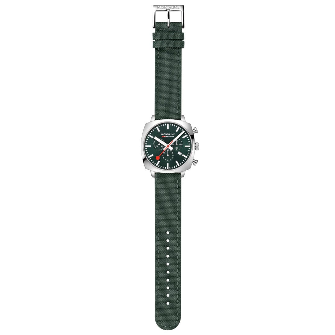 Mondaine Cushion Park Green 41 mm Chronograph Watch MSL.41460.LF.SET