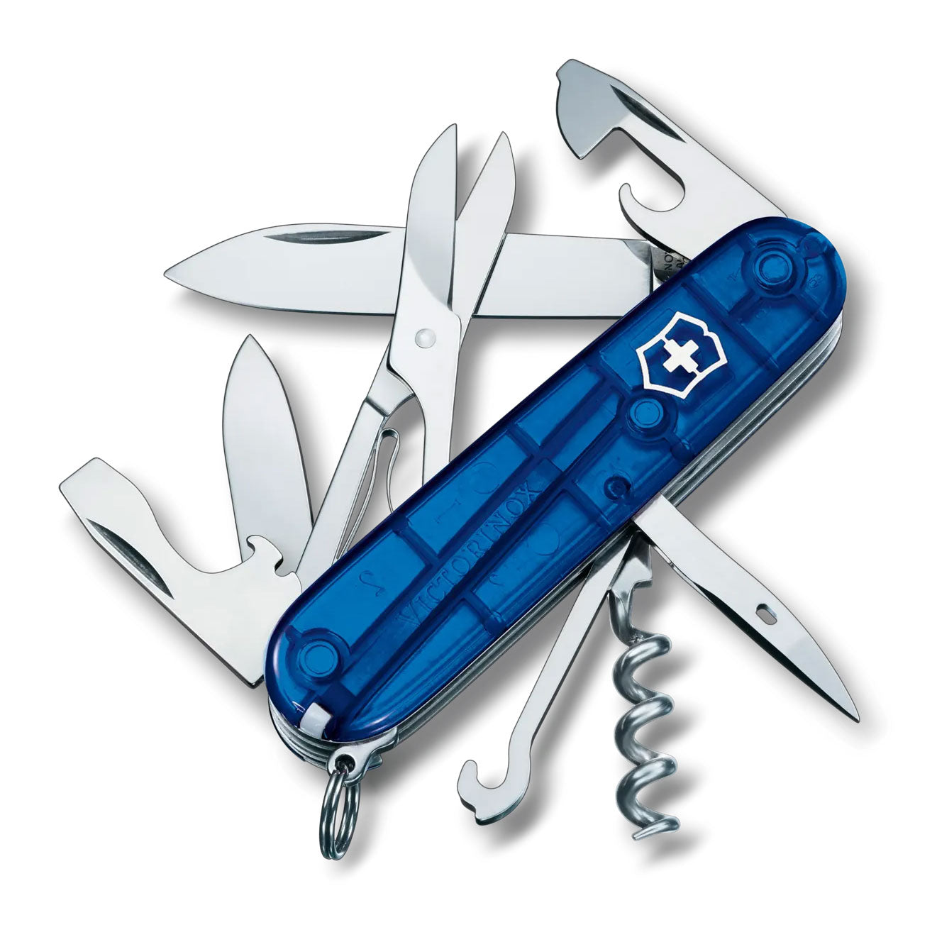 Victorinox Swiss Army Climber Medium Pocket Knife for Climbing Sapphire Translucent