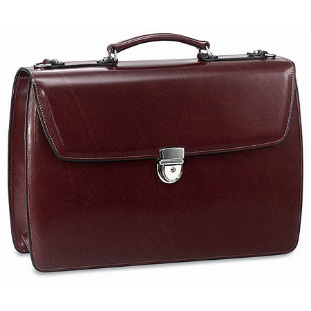 Jack Georges Elements Collection #4403 Triple Gusset Flap Over Leather Briefcase