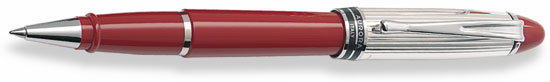 Aurora Sterling Silver Cap and Red Barrel Rollerball