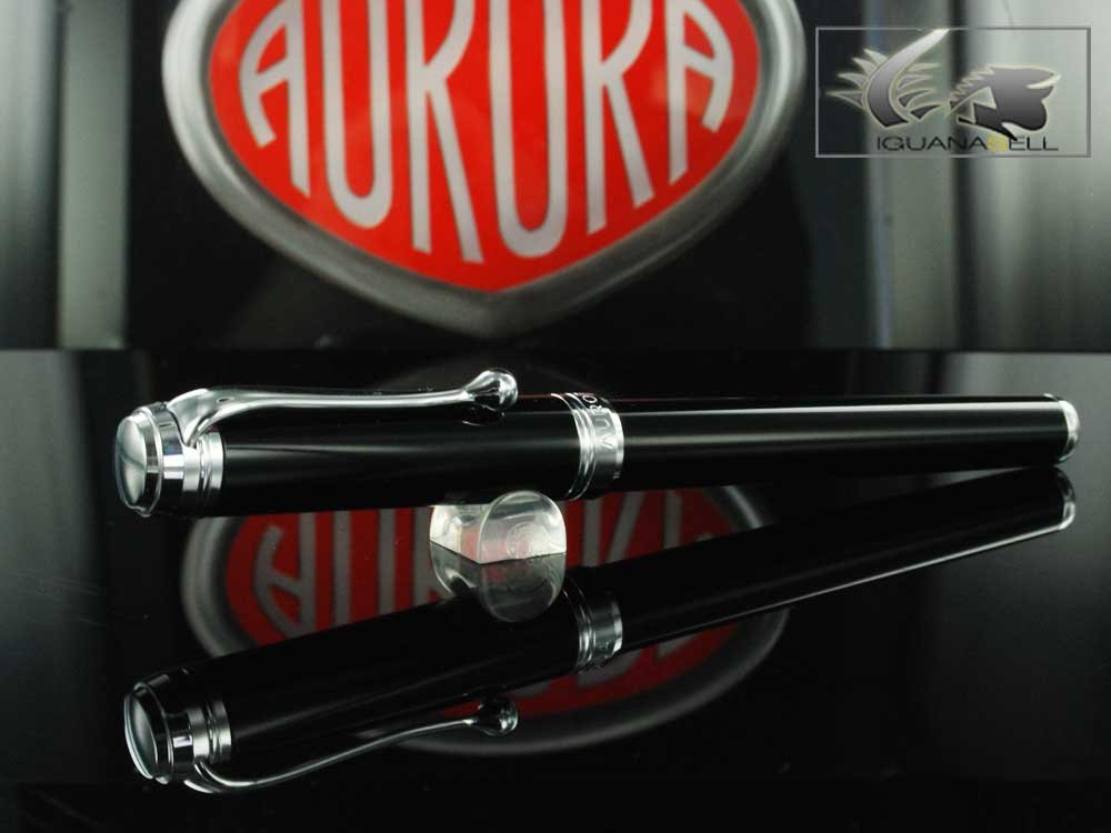 Aurora Talentum Finesse Black w/ Chrome Trim Medium Point Fountain Pen - AU-D13N-M