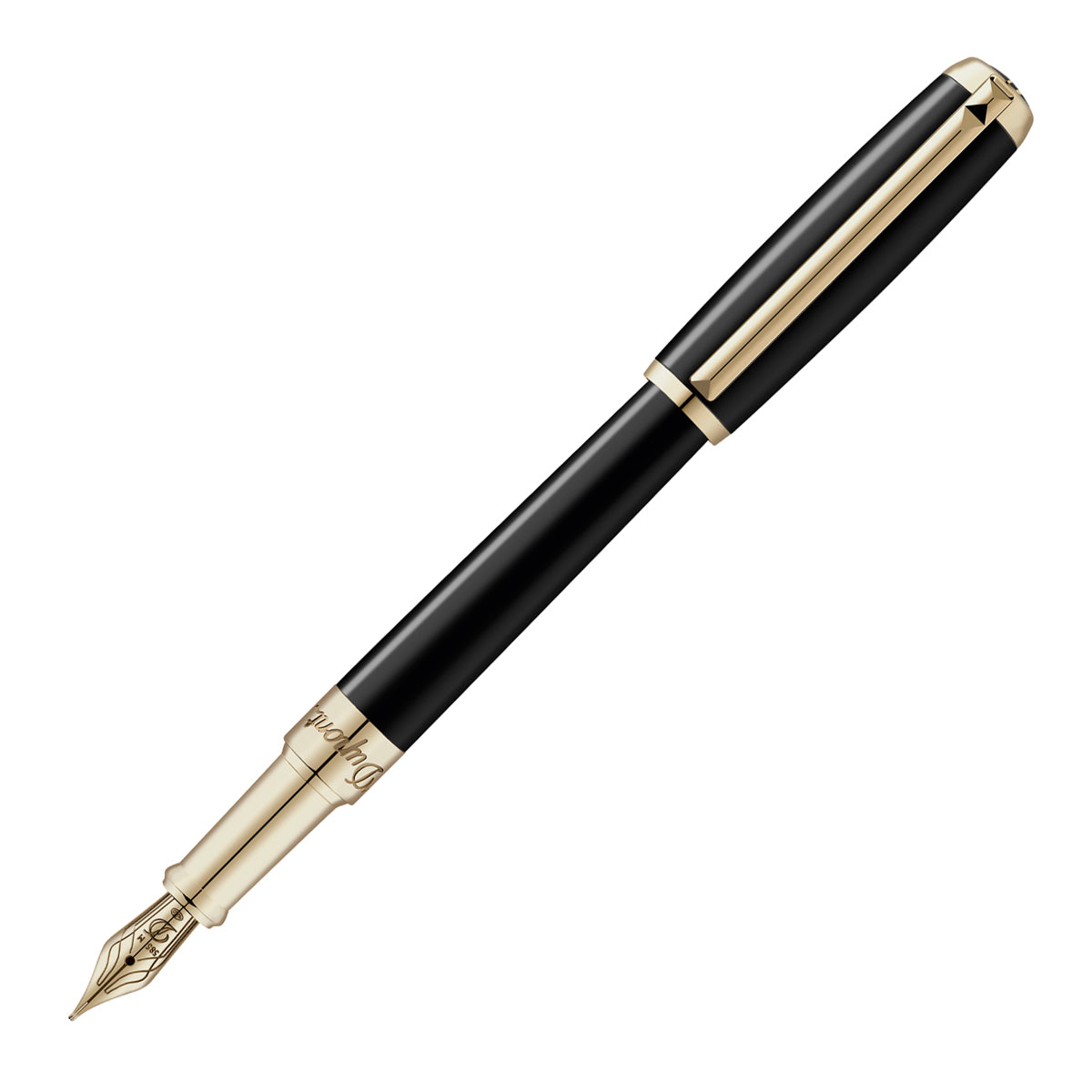 Dupont Line D Fountain Pen Black Lacquer with Gold Medium 410574