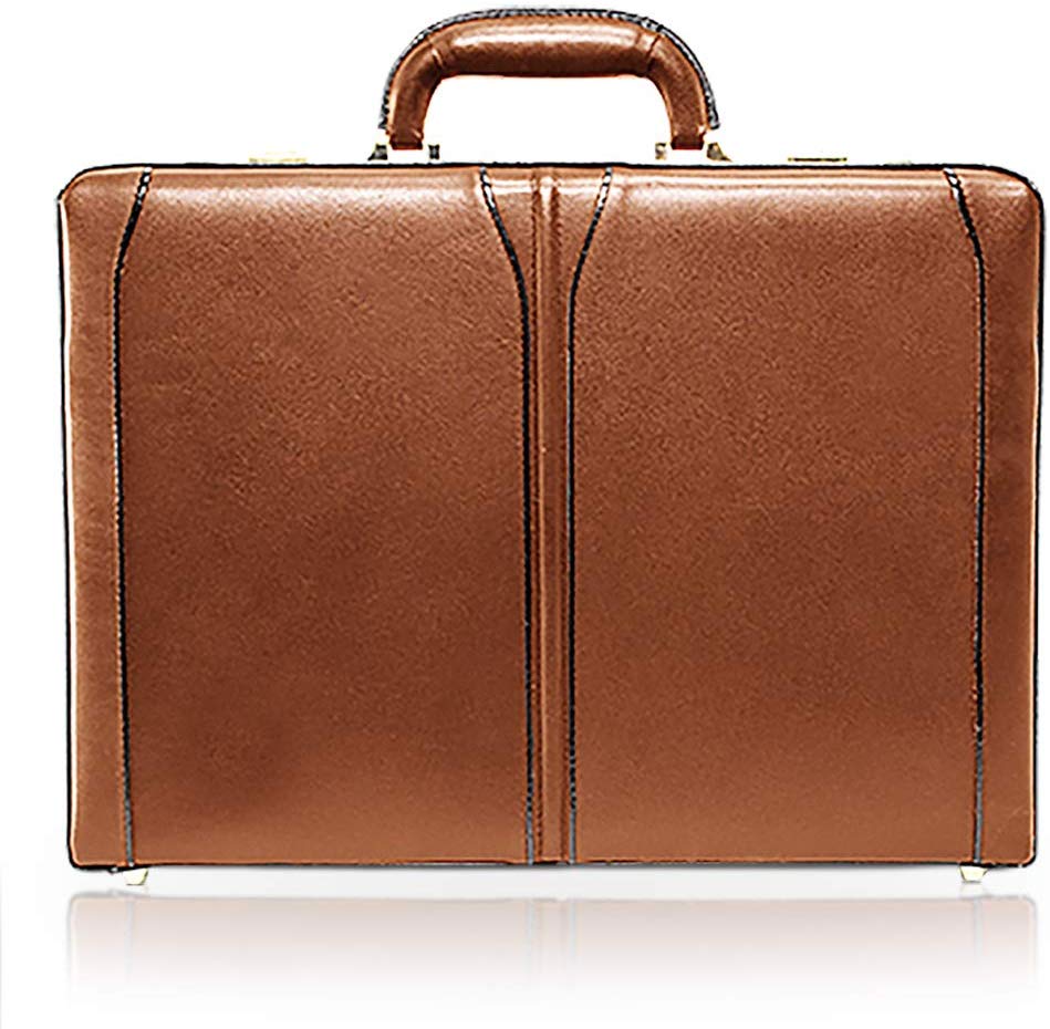 McKlein, V Series, Turner, Top Grain Cowhide Leather, Leather 4.5" Expandable Attaché Briefcase, Brown (80484)