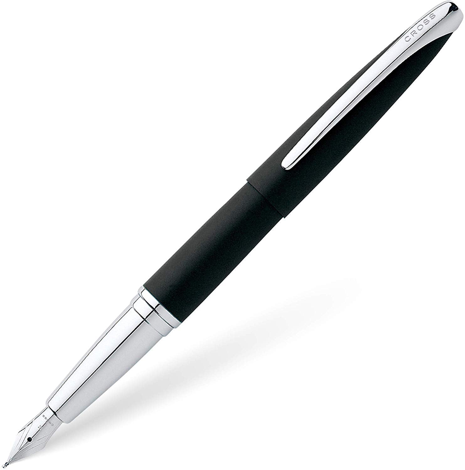 Cross ATX Basalt Black Fountain Pen with Chrome-Plated Appointments and Stainless Steel Fine Nib