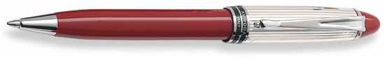 Aurora Sterling Silver Cap and Red Barrel Ballpoint