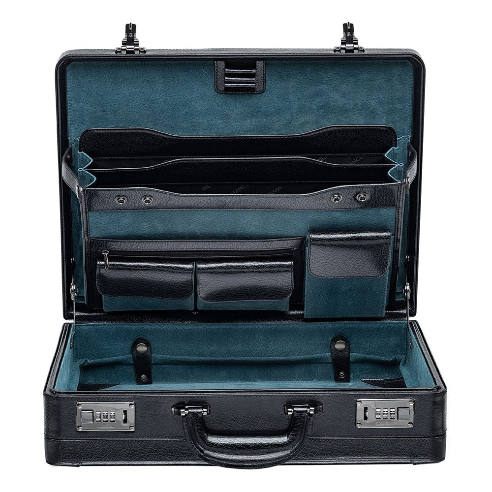 Mancini Leather Mancini Leather Expandable Attache Case, 17.75" x 4.5" x 14", Black