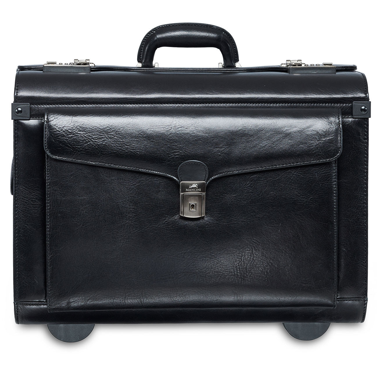 Mancini Leather Signature Deluxe Wheeled Catalog Case Black