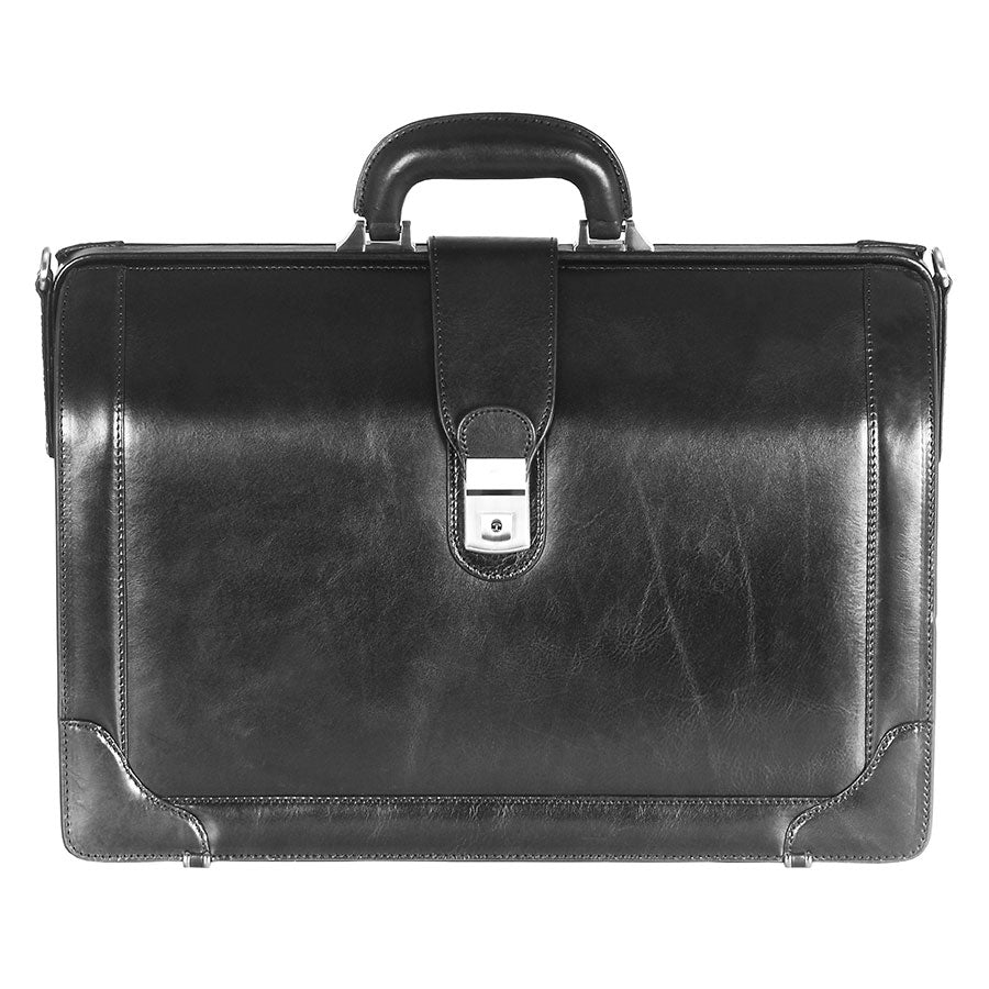 Mancini Signature Collection Laptop / Tablet Compatible Double Compartment Briefcase - Black