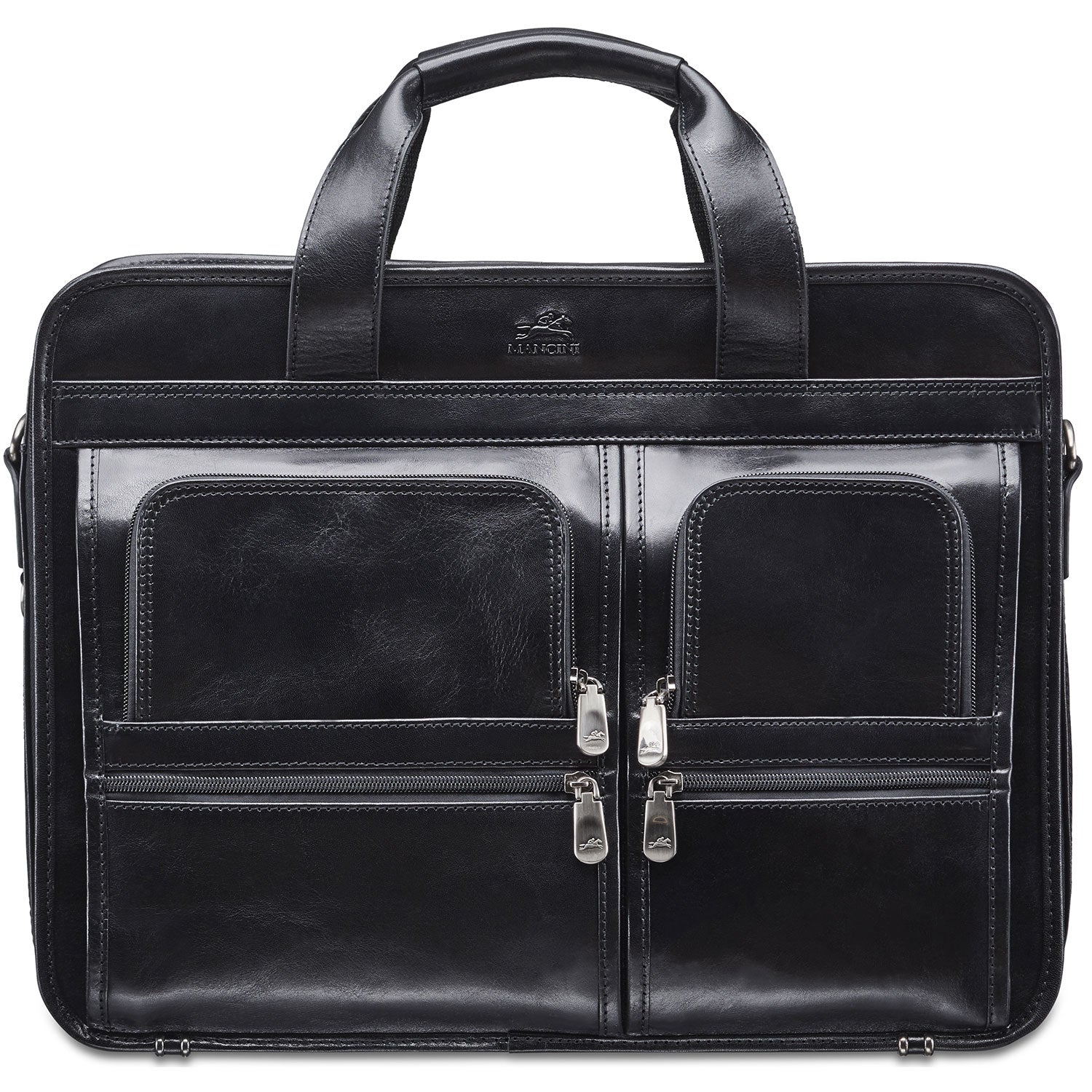 Mancini Signature Collection Laptop / Tablet Compatible Double Compartment Briefcase - Black